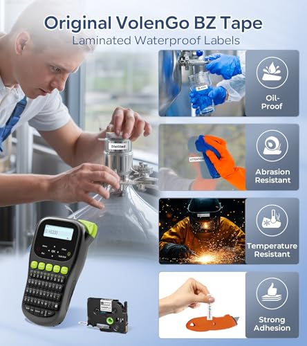 Label Maker Machine with Tape, Handheld Portable Wire Label Maker | Waterproof Labels 12mm Laminated, H1100 Labelmaker with Keyboard, Backlight & One-Touch Key, Industrial Electrical Office Use - color: Black, style: Label maker with Tape
