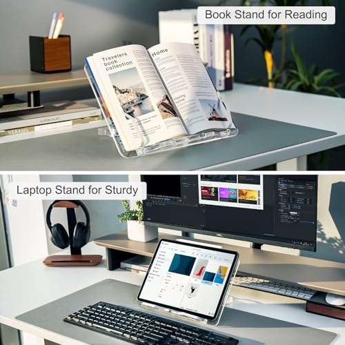Acrylic Book Stand for Reading, Portable Book Holder for Desk, Angle Adjustable Textbook Stand for Document Recipe, Cookbook, Music Book - size: 11.42 x 8.2 inches