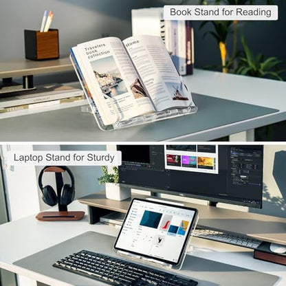 Acrylic Book Stand for Reading, Portable Book Holder for Desk, Angle Adjustable Textbook Stand for Document Recipe, Cookbook, Music Book - size: 11.42 x 8.2 inches