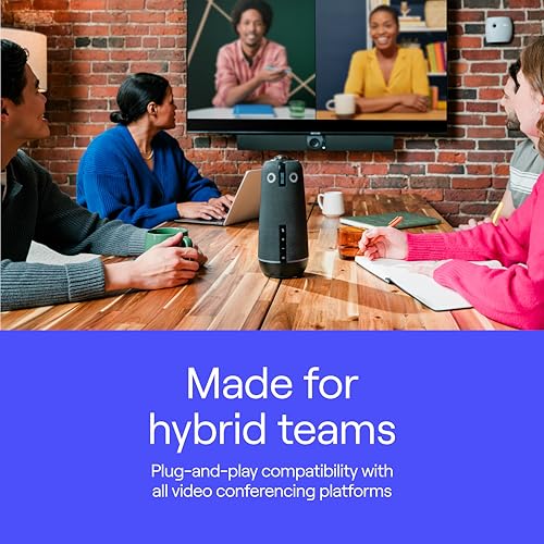 Meeting Owl 4+ 360-Degree, 4K Smart Video Conference Camera, Microphone, and Speaker (Automatic Focus, Zooming, Noise Equalizing, Certified for Microsoft Teams)