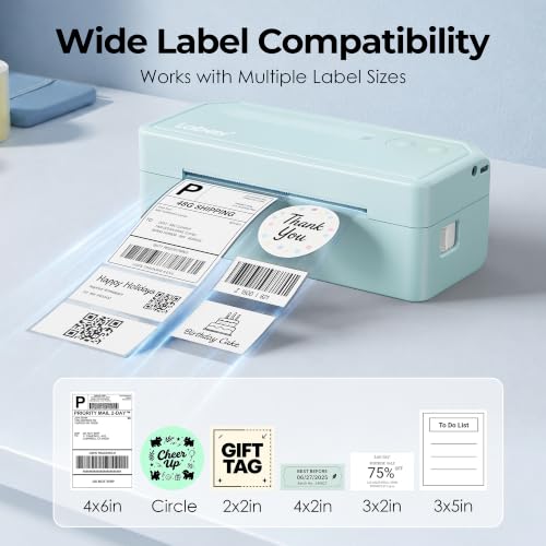 Labeer Bluetooth Thermal Shipping Label Printer, Wireless 4x6 Printer Cyan - color: Cyan