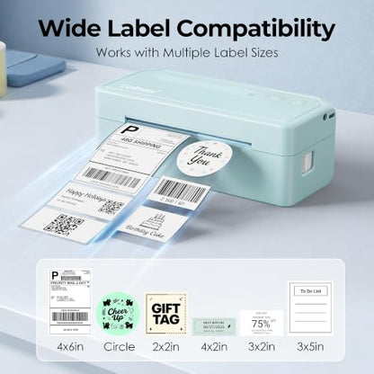 Labeer Bluetooth Thermal Shipping Label Printer, Wireless 4x6 Printer Cyan - color: Cyan