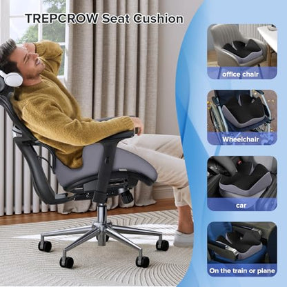 X-Large Coccyx Seat Cushion, U-Shaped Memory Foam for Office Chair | High-Density Memory Foam Helps Reduce Tailbone Pressure; Washable Mesh Cover, Anti-Slip Base for Office Chairs, Cars & Travel - size: 20.2*17.3*6.2