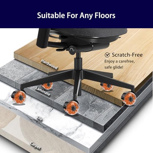 Hirate 3 inch Office Furniture Casters 7/16 inch Stem Dual Rubber Wheel - color: Orange, size: 3 inch