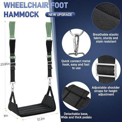 Upgrade Wheelchair Foot Rest Hammock - Adjustable Height Anti-Slip Anti-Squeeze Leg Support Sling with Rigid Base for Wheelchair, Rollator, Walker Footrest Replacement Essential Accessories - size: Standard