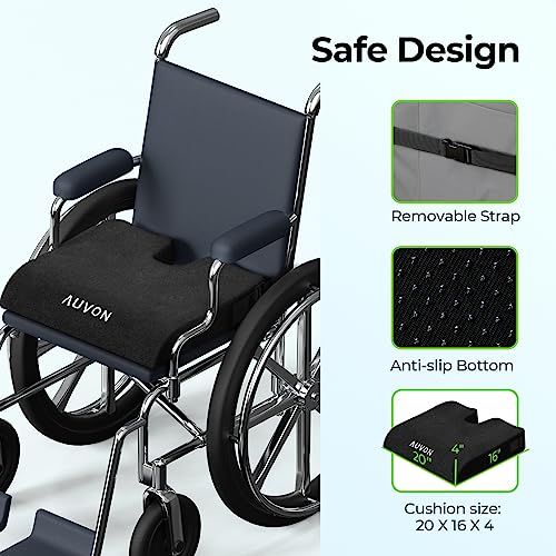 AUVON Wheelchair Seat Cushion, Thigh Slope, Long Sitting Comfort, XL Size