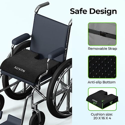 AUVON Wheelchair Seat Cushion, Thigh Slope, Long Sitting Comfort, XL Size