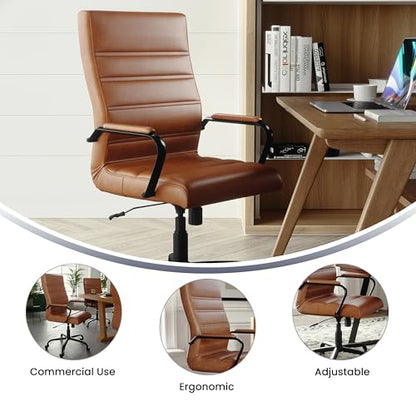Flash Furniture LeatherSoft Executive Office Chair, Brown/Black | 360° Swivel, Height Adjustable, Commercial Grade - color: Brown Leathersoft/Black Frame