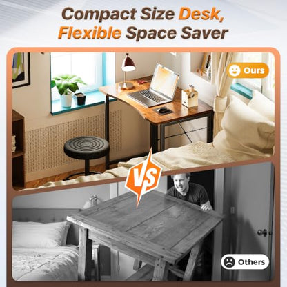 Huuger Folding Desk for Small Spaces, 31.5 Inch Foldable Computer Table - color: Rustic Brown, size: 18.9"D X 31.5"W