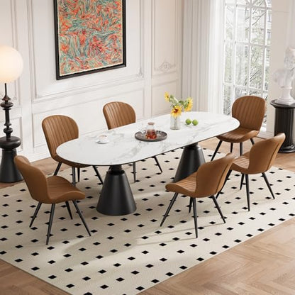 Dining Chairs Set of 6 Modern Fabric Dining Room Chairs Upholstered Dining Chairs with Thick Cushions Metal Legs Armless Back Chair for Kitchen and Living Room Brown - color: Brown (Fabric), size: Set of 6