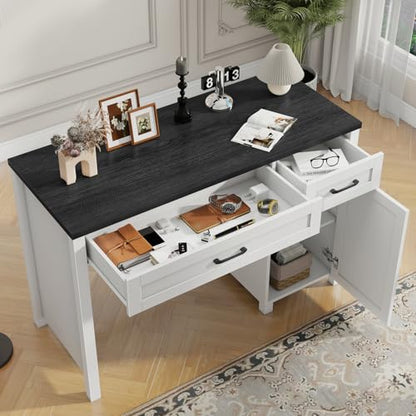 Vabches Farmhouse 47" Executive Desk with Drawers, Black - color: Black, size: 47"W