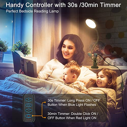 Desk Lamp, 8W 66 LED Reading Light for Bed,Eye Caring Metal Clip Lamp Black - color: Black