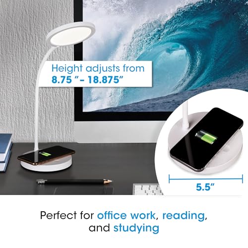 OttLite Good Housekeeping Circular LED Lamp, Wireless Charging, White - color: White