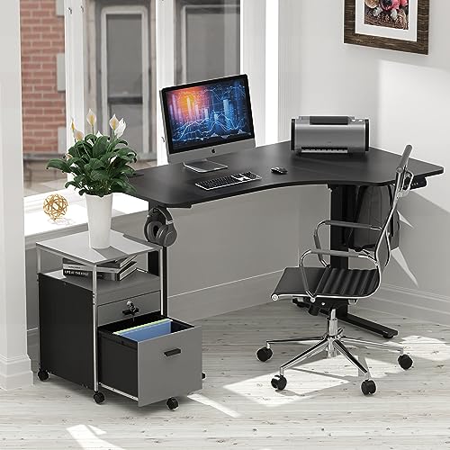 SHW Box File Rolling Mobile Cabinet with Lockable Drawer, Gray - color: Grey