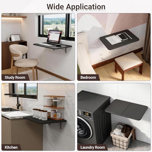 Neoaider Wall Mounted Folding Desk 23.6” x 15.7”, Black - color: Black, size: 23.6" x 15.7"