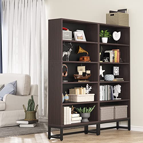 Tribesigns Tall Bookcase and Bookshelf, 70.8” Large Bookcases Organizer with 5-Tier Storage Shelves, Heavy Duty Free-Standing Library Bookshelf Shelving Unit for Living Room, Bedroom (Dark Walnut) - color: Dark Walnut