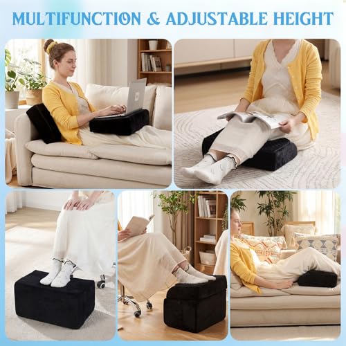 Novabright Foot Rest Under Desk, 3 Height Adjustable Ergonomic Foot Stool with Gel Textured Top and Cozy Pocket, Non-Slip Foam Footrest for Office Home Car(17" X 11" X 17",Cambered,Black) - color: Black, size: 17" X 11" X 17", style: Cambered