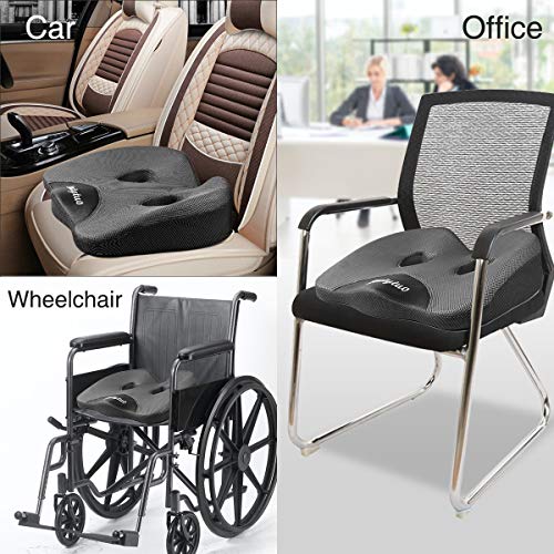 LOUTYTUO Seat Cushion Pillow,100% Memory Foam and Washable Cover,for Office Chair,Car Seat and Wheelchair,Tailbone & Sciatica & Back Pain Relief - color: Gray