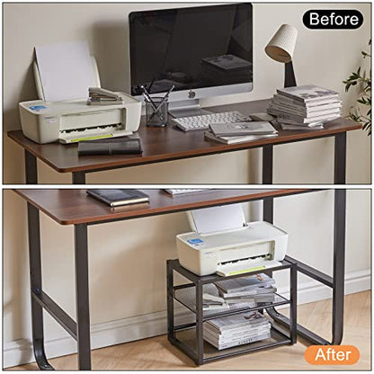 YMYNY 3 Tiers Desktop Printer Stand,17.32 x 13.78 x 11.02 in Black,UHPT001B