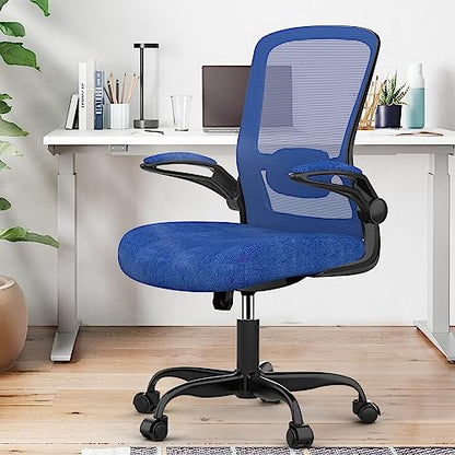 Ergonomic Office Chair w/Adjustable Lumbar, Flip Armrest, 135° Recline - color: Royal Blue