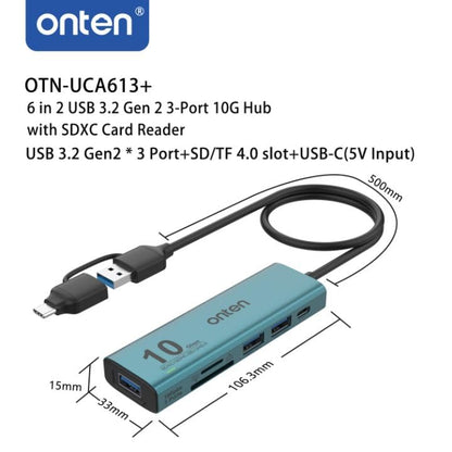 USB C USB A HUB, USB 3.2 GEN 2 10G Speed, USB A/USB C to USB A Adapter.with 3 USB A Ports(10G) and UHS-II SD/TF Ports, USB C UHS-II SD Card Reader Compatible with SD/SDHC/SDXC/Micro SD