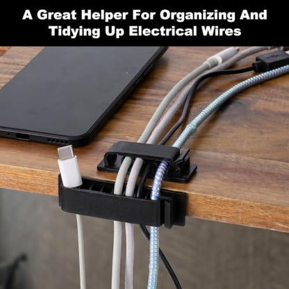 14Pcs Self Adhesive Cable Clips, Cord Organizers Wire Clips | Adhesive Cable Clips for Desk Cord Management Wire Clip Cord Holder for Under Desk, Car, Wall, TV PC Ethernet Cables (Black)