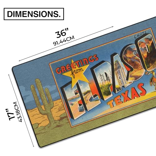 Greetings from El Paso Gaming Desk Pad, 36" x 17" Duraglyde Desk Mat | Western, Durable Surface, Non-Slip, Washable Fabric, Smooth Glide, Stable Grip, Large Keyboard and Mouse Pad for Everyday Use - color: Greetings from El Paso
