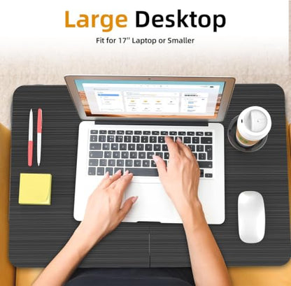 BUYIFY 23.4" Foldable Lap Desk Bed Table with Cup Holder Tray Charcoal - color: Charcoal