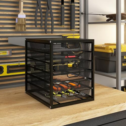 Natwind Mesh Desk Organizer with 6 Tier Sliding Drawers,Black | Paper Sorter, Multi-Functional Home Office Supplies Storage Tray for Letters, Documents,Mail, Files, Arts & Crafts Supplies - size: 6 drawers