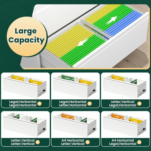 2 Drawer Lateral File Cabinet, Metal Filing Cabinet for Home Office, White | Heavy-Duty Steel Locking File Cabinet, Hanging Letter/Legal/A4 Size, Full-Extension Drawer, Assembly Required - color: White, size: 2 Drawers (35.43 in Width)