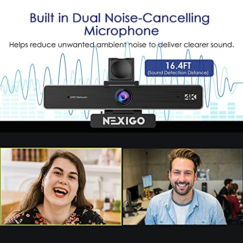 Zoom Certified, NexiGo N950P 4K Zoomable Webcam with Remote Control, Sony_Starvis Sensor, 5X Digital Zoom, Pro Web Camera with Dual Stereo Mics, for Zoom Skype Teams Twitch - style: Webcam 4K