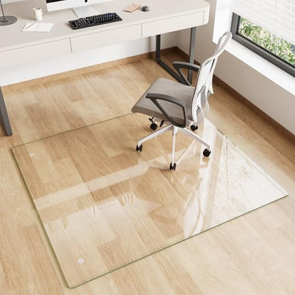Glass Chair Mat 42" x 48" Tempered Glass Office Chair Mat - color: Transparent, size: 48" x 42"