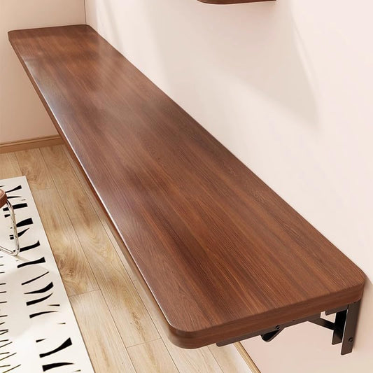 Wall Mounted Folding Table, 24 in Fold Down Floating Desk for Small Space - color: Walnut, size: 24 in