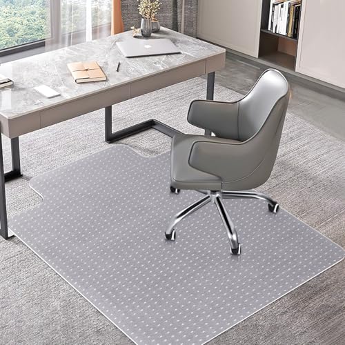 BesWin Office Chair Mat for Carpets, 30" x 48" Low Pile Carpet Protector Mat for Office Chair, Heavy Duty Computer Desk Floor Mat for Carpeted Floors, Easy Glide and Flat Without Curling - size: 48"x30"with Lip