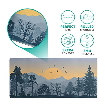 Mountain Gaming Mouse Pad 31.5x11.8 Inch Forest Large Mousepad Extended Grey Mousepad Gaming Non-Slip Rubber Base Stitched Edges Keyboard Mouse Mat Desk Pad for Office Home and Game - color: Mountain 2