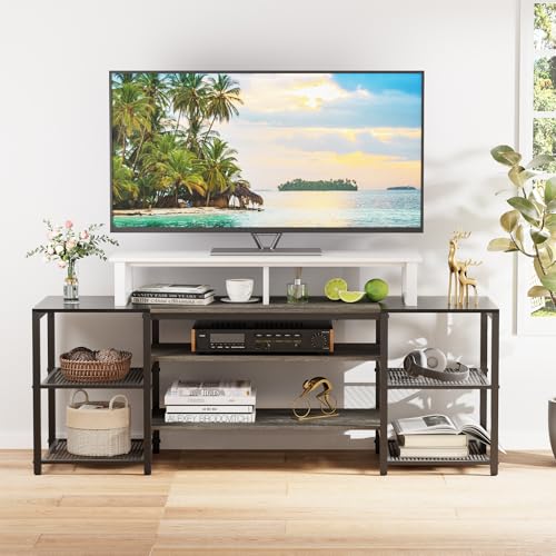 aboxoo 45" TV Riser for 32-60 inch TV, TV Shelf with Steel Legs - color: White, size: 45 inch