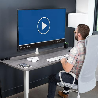 VIVO Ultra Wide TV Desk Mount for up to 55 inch Screens Weighing 66 lbs, Full Motion Height Adjustable Single Television Stand, White, STAND-V155CW - color: White, size: up to 55" screens