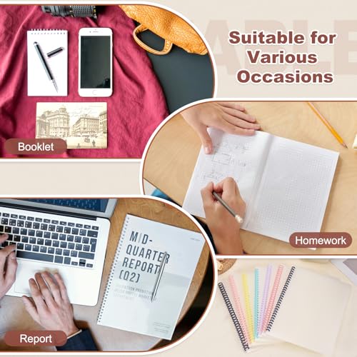 PATIKIL 20Pcs Presentation Binding Covers, Pre-Punched A4 12 x 9" Cover and 10Pcs 8.5mm (1/3") Plastic 30 Ring Binding Spines Combs Kit for Book Office Supplies, Purple - color: Purple