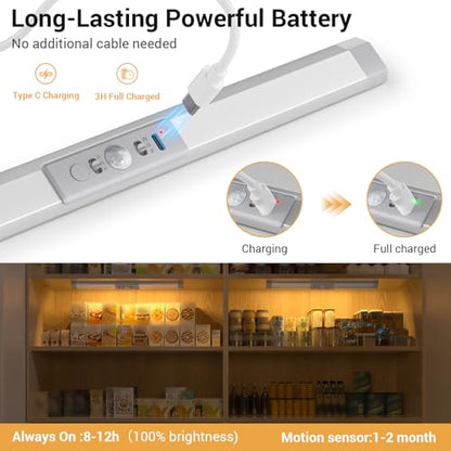 WOBANE Rechargeable LED Closet Lights Motion Sensored,Battery Operated Lamp - size: 3Pack