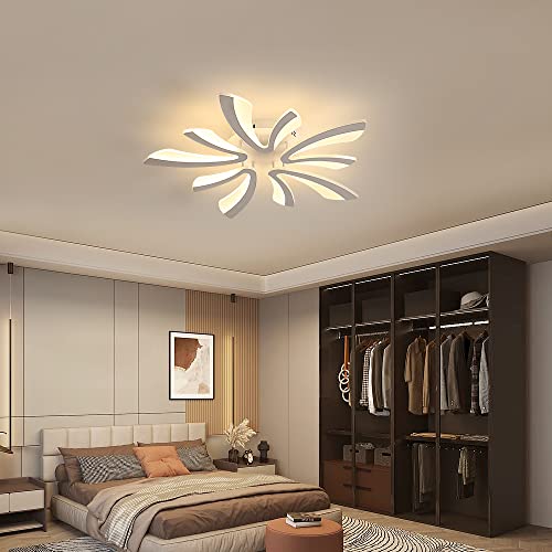 Goeco Modern Ceiling Light, 27.5'' Dimmable LED White Acrylic V-Shaped Flush Mount Ceiling Lights, 3000K/4000K/6500K with Remote Control Ceiling Light Fixture for Living Room, Dining Room, Bedroom - color: White V Shaped