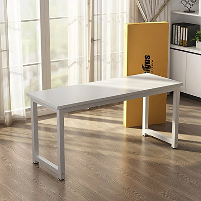 Tribesigns Computer Desk, 55 inch Large Office Desk Computer Table Study Writing Desk for Home Office, White + White Leg - color: White, size: 55*23.6 inch