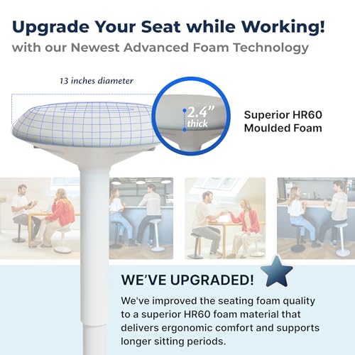 Standing Desk Stool Chair, Height Adjustable 16-24 inch for Office and Classroom, Swivel Base, Anti-Slip Bottom Ergonomic Wobble Stool with Rocking Motion, White - color: Matte White, size: 16-24 inch