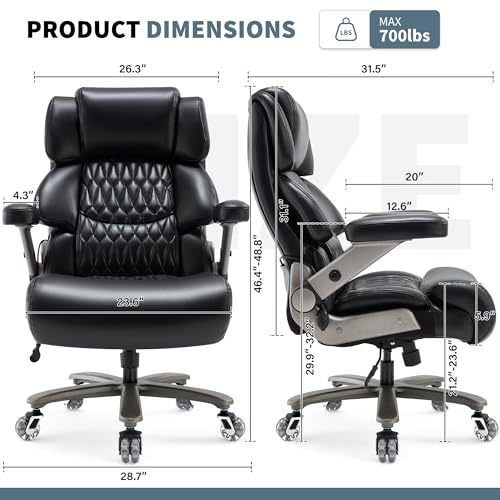 700lbs Big and Tall Office Chair, Large Heavy Duty Computer Desk Chair - color: Black
