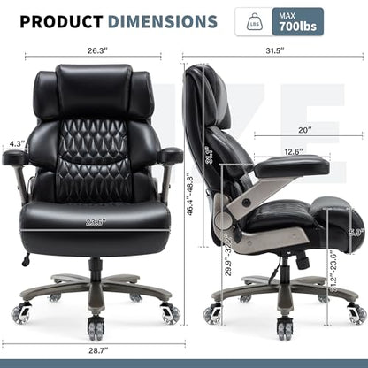 700lbs Big and Tall Office Chair, Large Heavy Duty Computer Desk Chair - color: Black