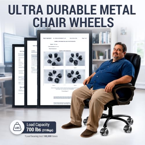 Mastery Mart Office Chair Caster Wheels for Hardwood Floors, Heavy Duty and Quiet Smooth Rollerblade Wheels for Office Chair, Universal Size (11x22mm), Suitable for Most Chairs - style: 2 inch-Grey