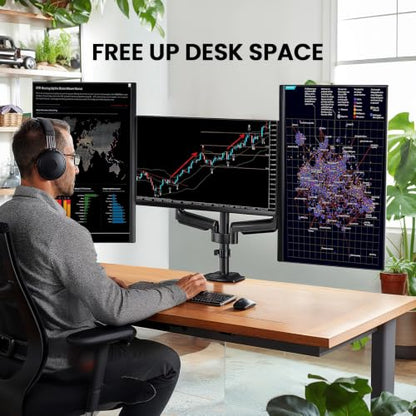 ErGear Triple Monitor Mount for 13-27 inch Screens, Premium Aluminum Triple Monitors Stand up to 17.6 lbs, Sturdy 3 Monitor Desk Mount with Swivel, Tilt, Rotation, Max VESA 100x100mm - size: 13-27 Inch, style: without USB