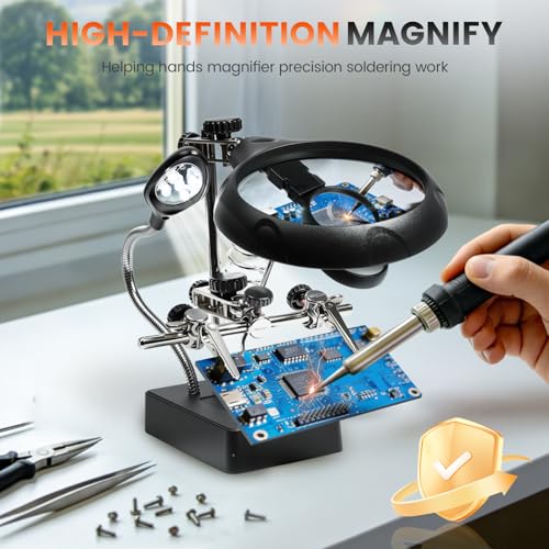 Soldering Helping Hands with LED Light and Magnifier