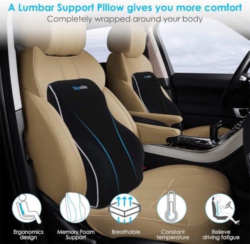Niceeday Lumbar Support Pillow for Office Chair Car Back Support Pillow, Memory Foam Gaming Chair Desk Chair Back Cushion for Lower Back Pain Relief, Ergonomic Back Rest,Office Home Essentials - size: Full Back 3D-16'*18'*5'