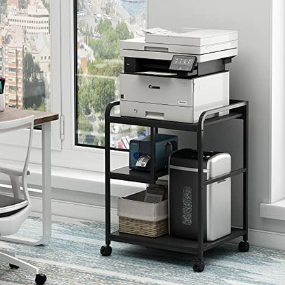 Fannova Printer Stand with Storage Shelf for PC Computer Tower CPU Shredder - color: Black