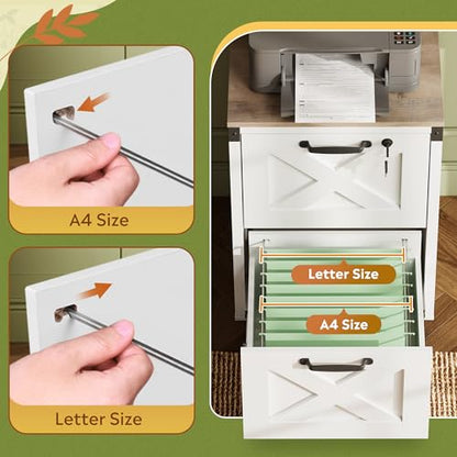 DEVAISE 2-Drawer File Cabinet with Lock, Wood Office Filing Cabinets, White - color: White